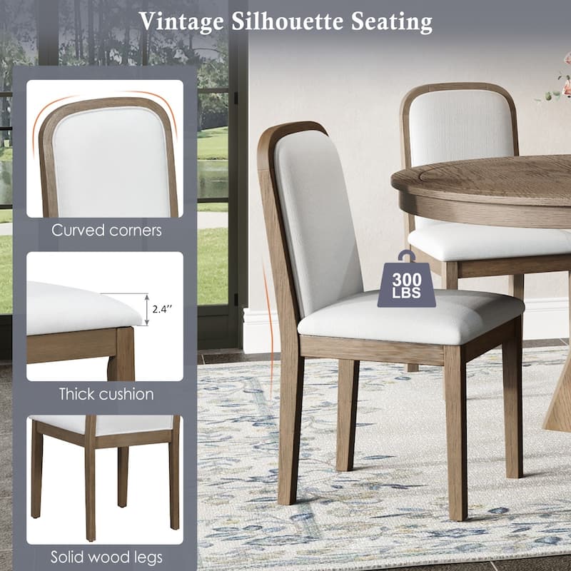 5-Piece Dining Set, 42" Extendable Vintage Dining Table with 4 Upholstered Chairs