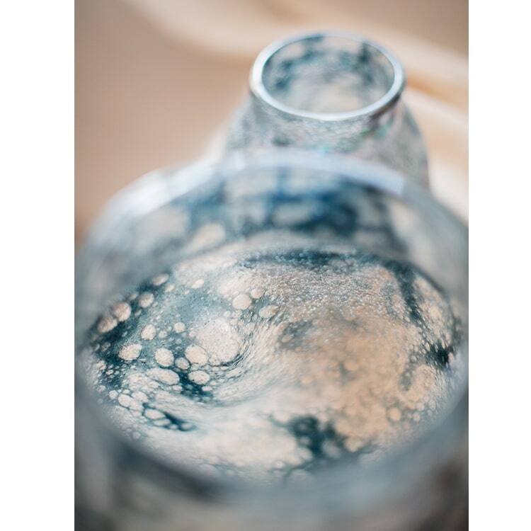 RusticReach Blue Bubble Hand Blown Glass Vase