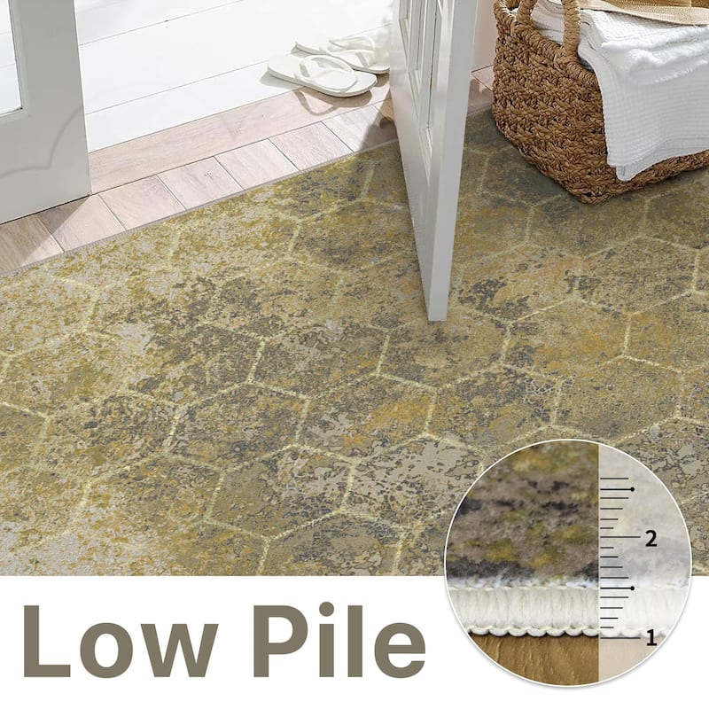 Mcow Modern Machine Washable Low Pile Lightweight Soft Print Area Rugs - 8'X10'