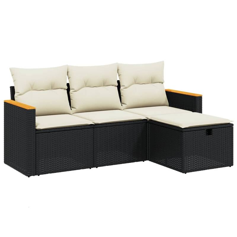 vidaXL Patio Sofa Set with Cushions Outdoor Furniture 4 Piece Poly Rattan