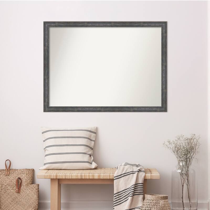 Angled Non-Beveled Wood Framed Wall Mirror