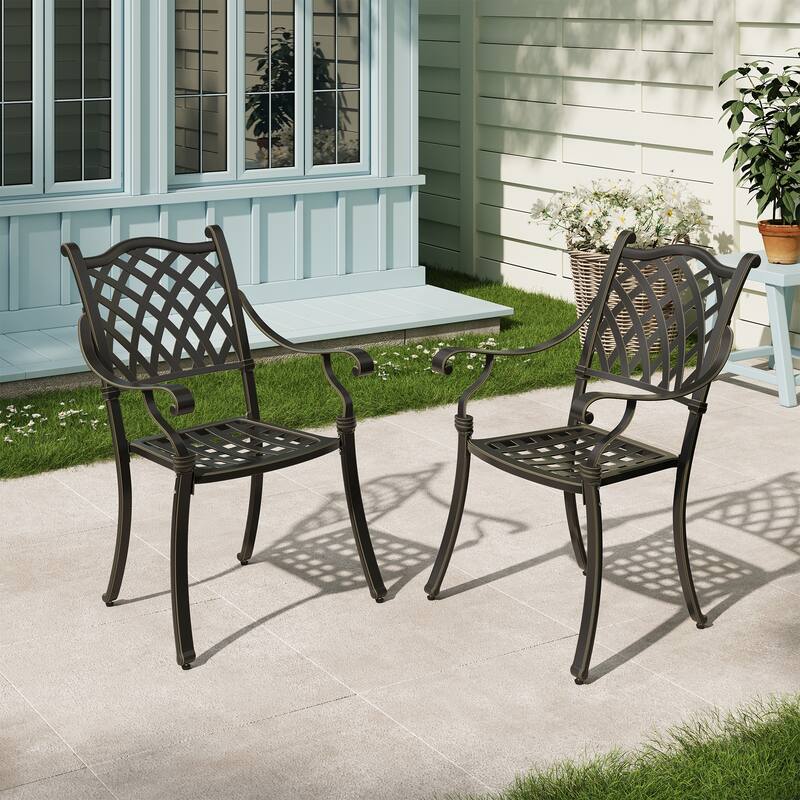 Clihome Cast Aluminum Patio Dining Chairs (Set of 2)