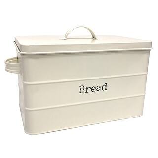 Home Basics Vintage Tin Bread Box, Ribbed Pattern, Ivory, 13.25x8.5x10 Inch...