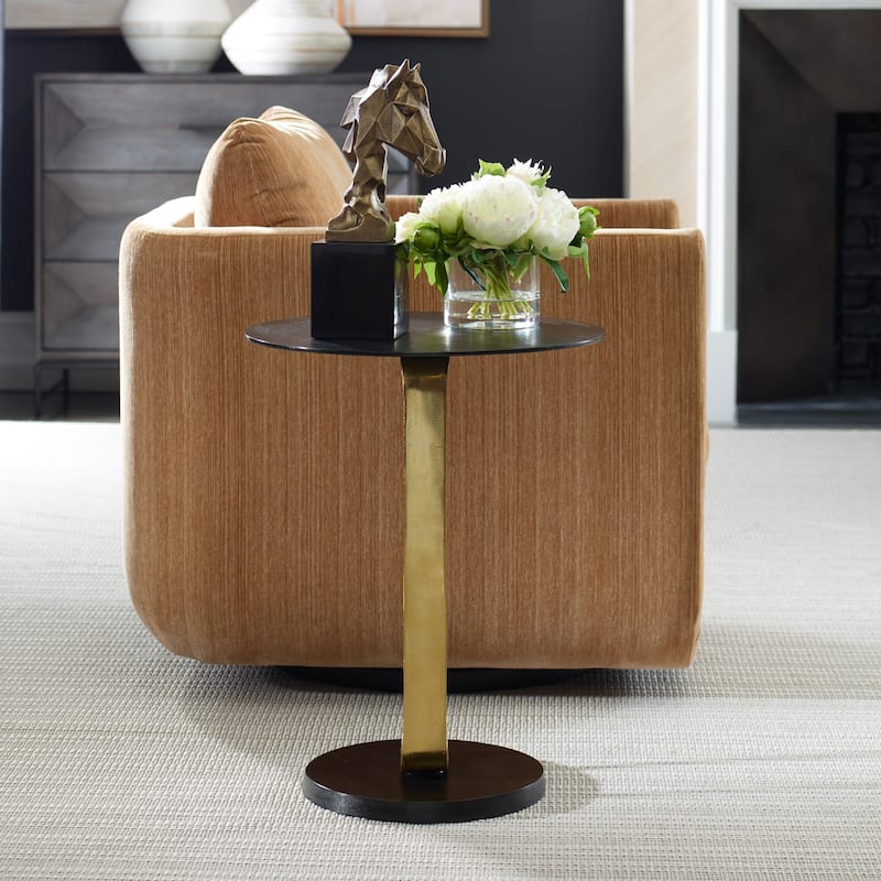 Cast Aluminum Round End Accent Table - 23" - Brass Finish