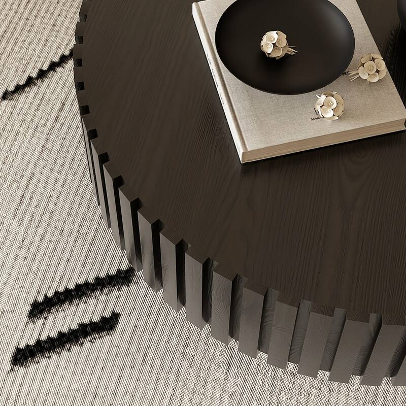 Embossed Decoration Sturdy Base Coffee Table