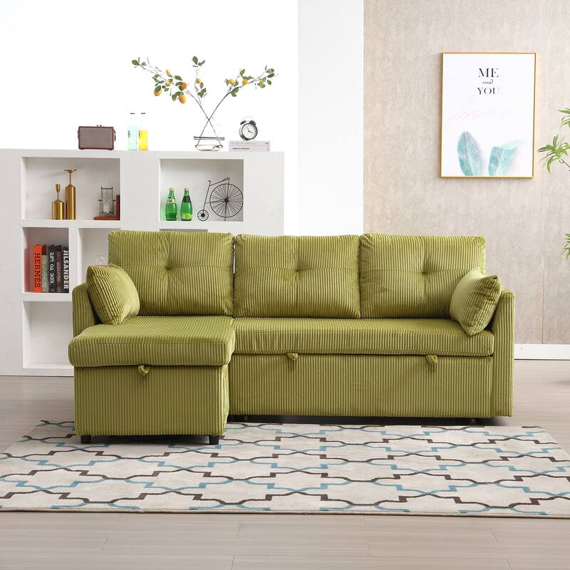 Modular Sectional Sofa L Shaped Modular Couch with Reversible Chaise - Olive