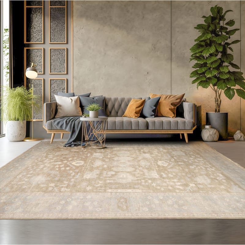 Multi Size Hand Knotted Blue Oushak Wool Area Rug Stone Wash Oriental - 2'  x 3'