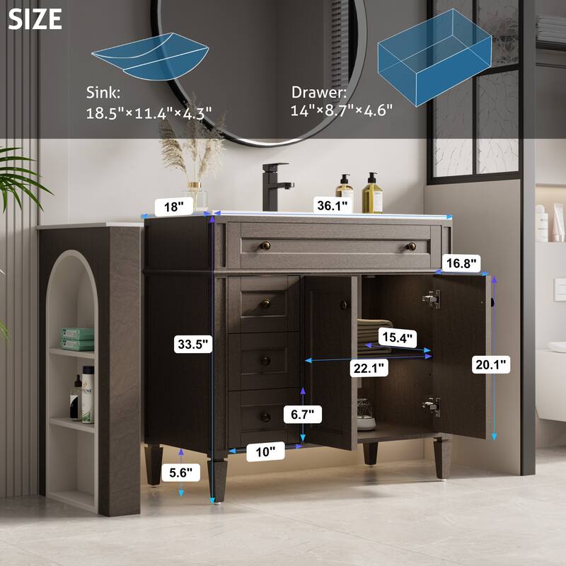 Retro Bathroom Vanity W/ Drop in Sink Combo Cabinet Set