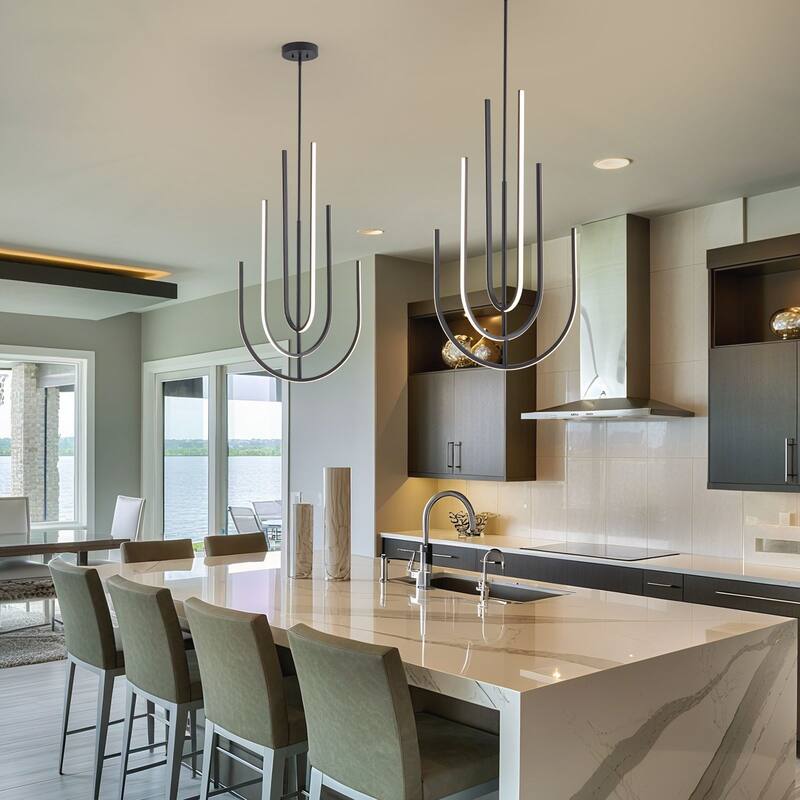 Modern Linear LED Chandelier Kitchen Island Pendant Light - 23.62