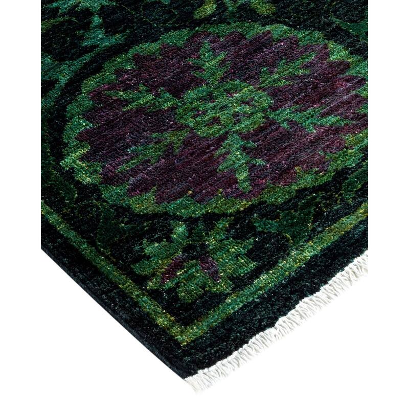 Overton Hand Knotted Wool Vintage Inspired Modern Contemporary Overdyed Black Area Rug - 8' 3" x 10' 4"