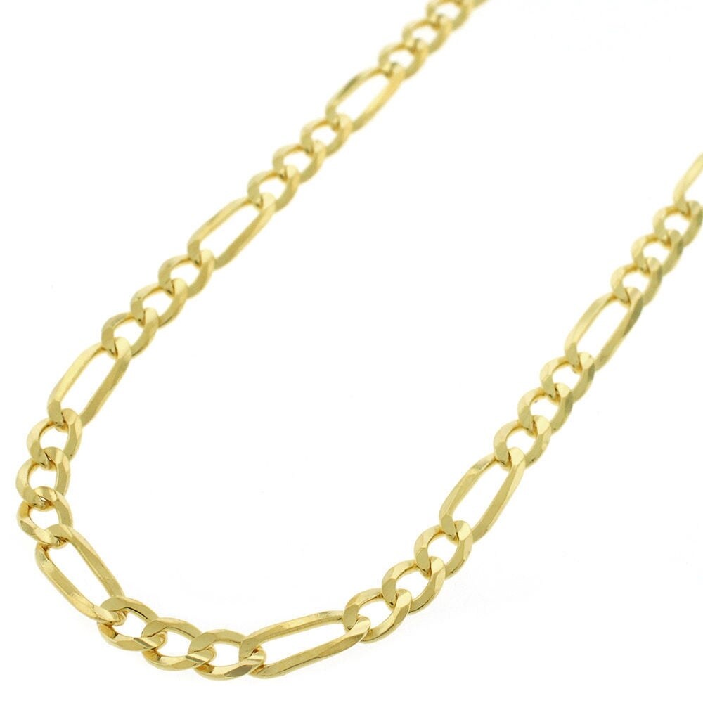 Shop 14k Yellow Gold 4mm Solid Figaro Link Necklace Chains Gold