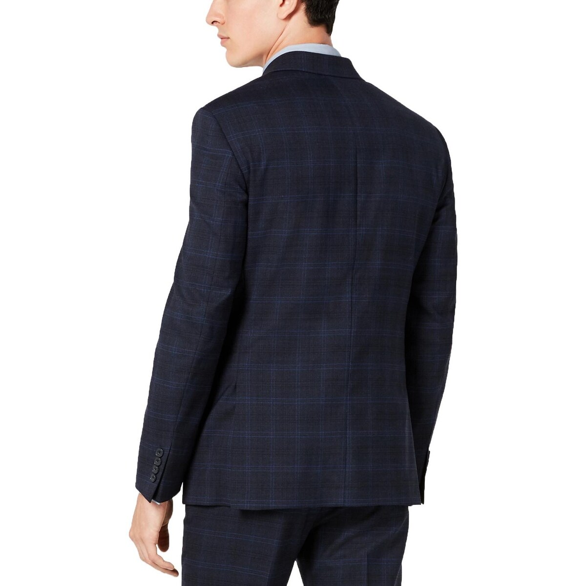 Calvin Klein Men s X Slim Fit Stretch Plaid Suit Separate Jacket Blue Size 38 Bed Bath Beyond 40642178