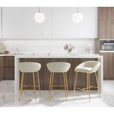 Silver Orchid Livesey Fixed-Height Glam Counter Stool (Set of 2)