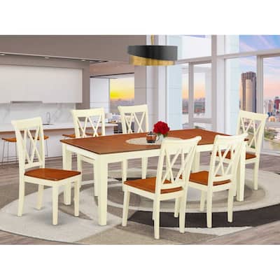Rectangular Dining Set 7Pc Table with 6 Chairs - Cottage Style Kitchen Table Set