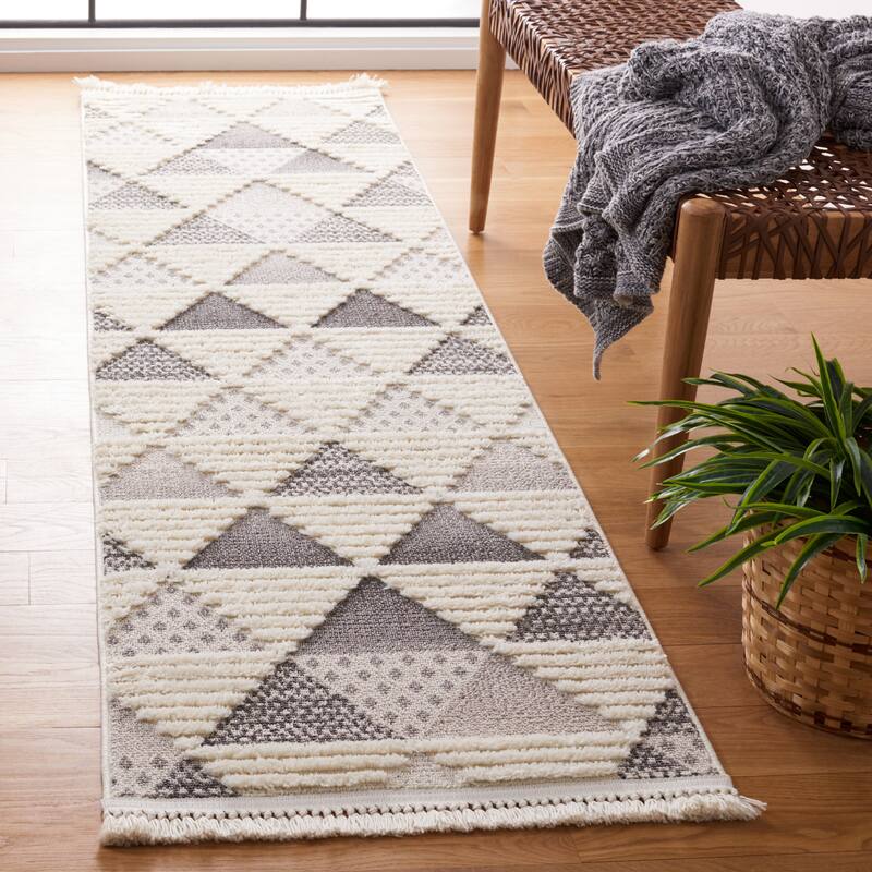 SAFAVIEH Urban Assumpta Modern Geometric Rug - 2'2" x 8' Runner - Grey/Ivory