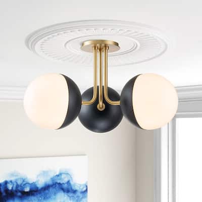 3-Light Opal Glass Globe Sputnik Ceiling Light - 20in