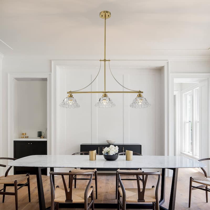 Starsky 3-Light Linear Chandelier With Floral-Inspired Shade