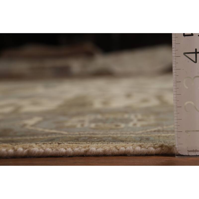 Ivory Oushak Indian Area Rug Handmade Wool Carpet - 8'1"x 9'8"