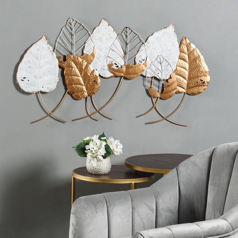 Gold Leaves - Handmade Iron Wall Art - Gold Painted