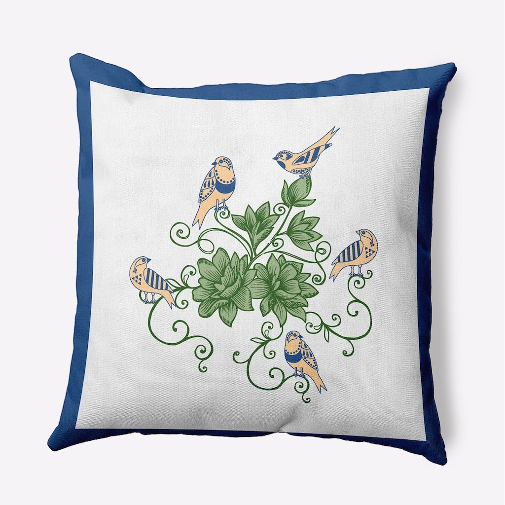 Birds And Flowers Decorative Throw Pillow