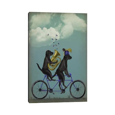 iCanvas "Black Labrador Tandem" by Fab Funky Canvas Print
