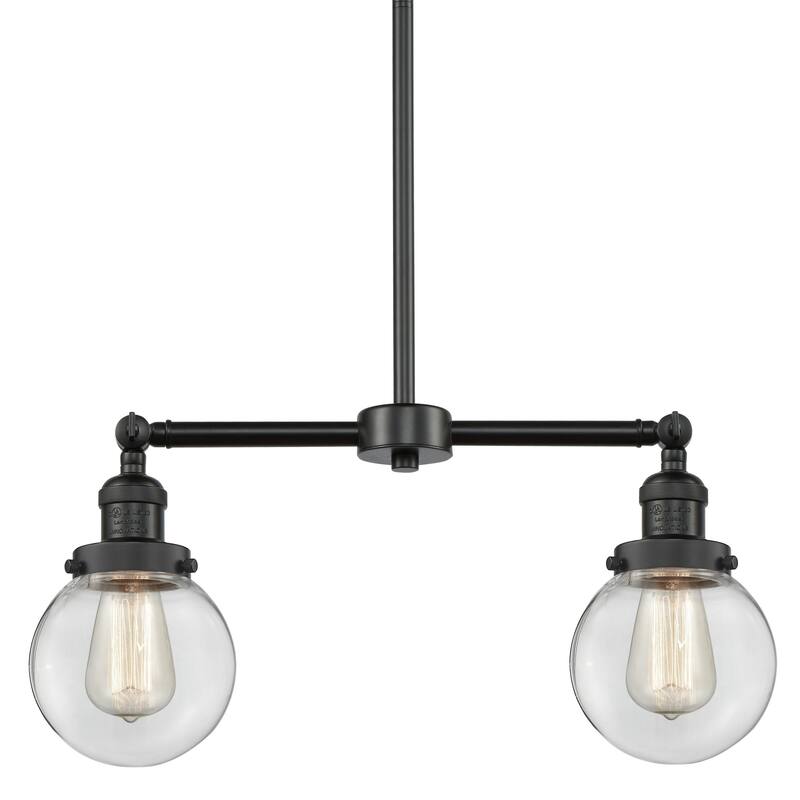 Innovations Lighting Beacon 2 Light 23" Wide Linear Chandelier - Matte Black / Clear