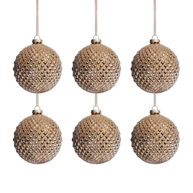 Metallic Matte Glass Ball Christmas Ornaments, Set of 6, 4"
