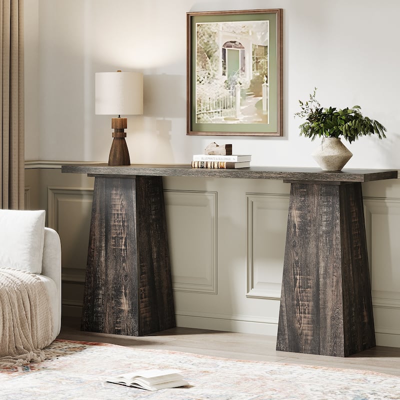 Wood 63-Inch Narrow Console Sofa Hallway Table for Entryway