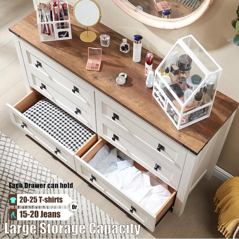 Wood 6 Drawers Dresser, Rustic Chest of Drawers for Bedroom