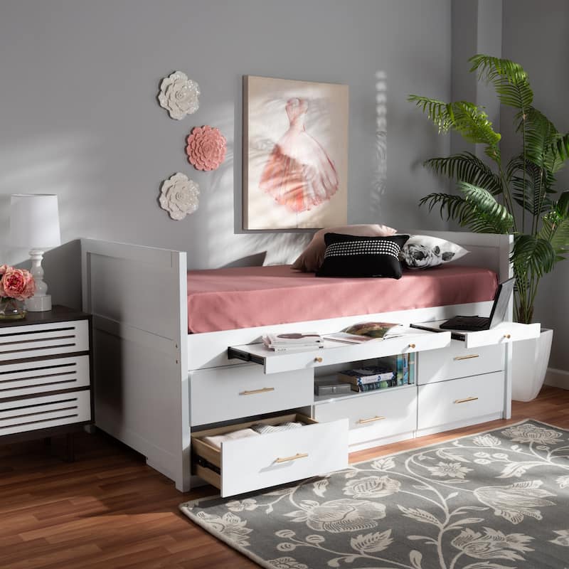 Mirza Modern and Contemporary 5-Drawer Twin Size Storage Bed