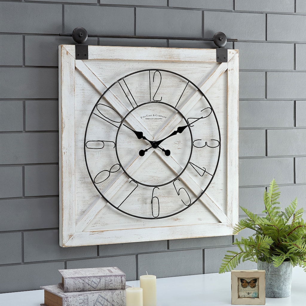 FirsTime & Co. Farmstead Fir Wood Barn Door Wall Clock