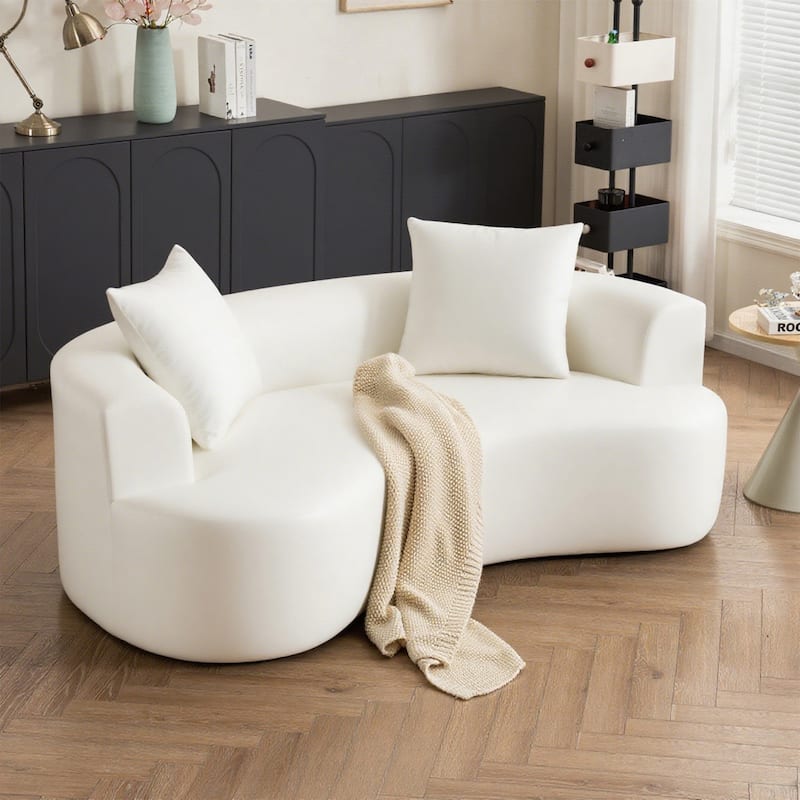 Moon Shaped Sofa,Modern Sleeper Cat Waist Sofa With Deep Seat,Non Assembly Sponge Compression Sofa