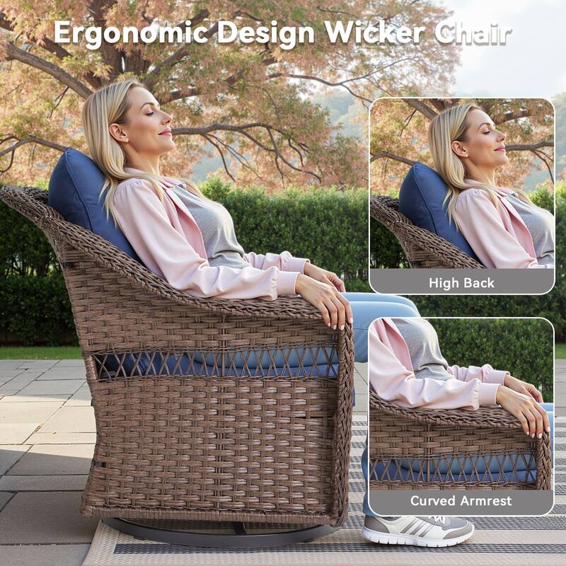 Pocassy 6 Pieces Sofa Swivel Chair with Ottomans