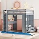 preview thumbnail 1 of 14, Full Size Grey Loft Bed Multifunctional Loft Bed Space-Saving Loft Bed Frame Built-in Desk Student Bed with Shelves and Drawers Grey - Full