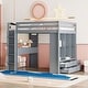 preview thumbnail 12 of 16, Full Size Loft Bed With Large Shelves,Writing Desk and LED Light