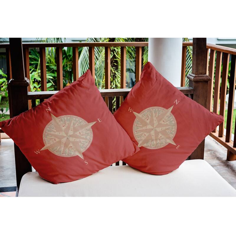 Compass Nautical Indoor/Outdoor Throw Pillow