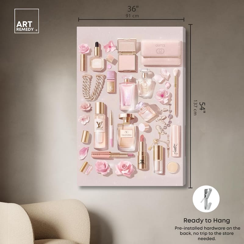Light Make Up Accessories Canvas by Art Remedy, Gallery Wrapped