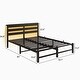 preview thumbnail 8 of 8, Queen Size Platform Bed Frame with USB Charging, LED Lights, Strong Steel Slats, No Box Spring Needed, Noise-Free, Black