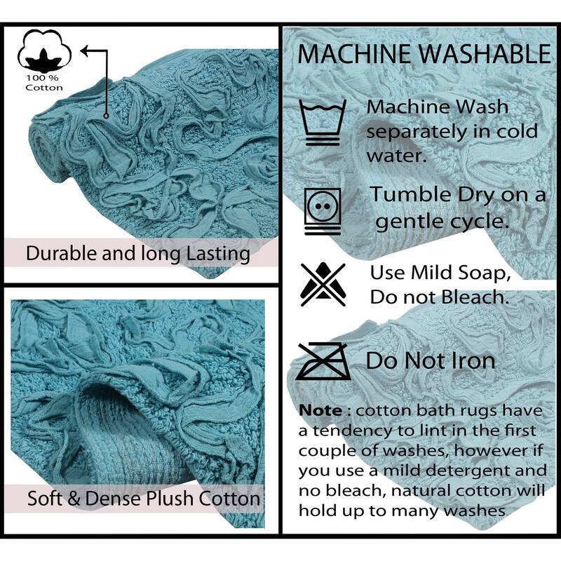 Home Weavers Modesto Collection 100% Cotton Bath Rug, Non-Slip Bath Rug, Extra Soft, Machine Wash, 4 Pcs Set with Runner