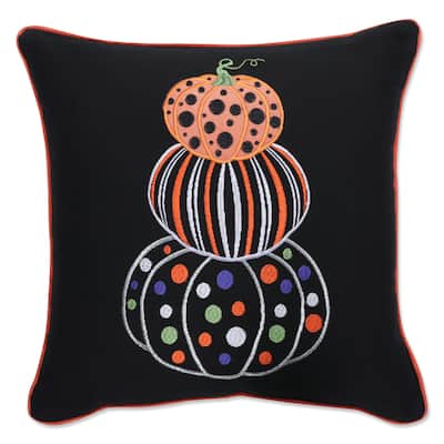 Pillow Perfect Indoor Pumpkin Stack Black 18-inch Throw Pillow Cover, 18 X 18 X 0.2