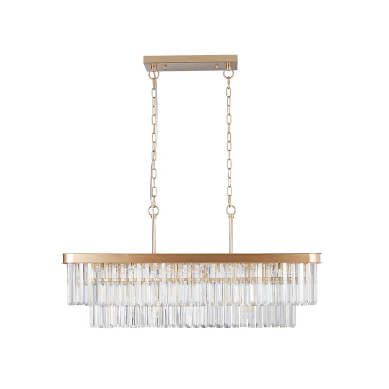Rectangular Crystal ChandelierCeiling Hanging Light for Kitchen Living Room