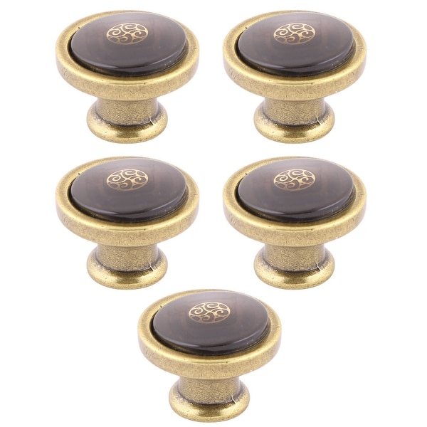 Home Bedroom Metal Furniture Drawers Cabinet Knobs Coffee Color 1.3 Inch Outer Dia 5 Pcs