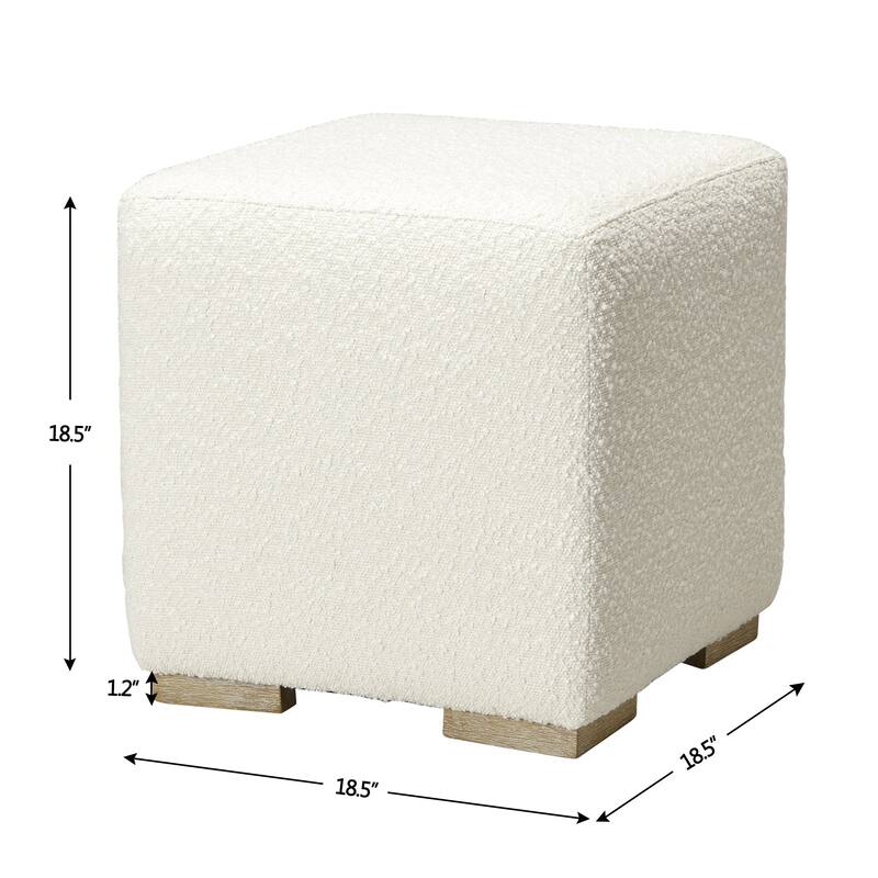 KINWELL 18.5" W Square Boucle Upholstered Ottoman Entryway Footstool