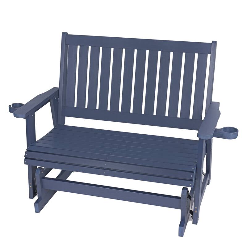 Fortune Candy HIPS Patio Glider 2-Seat with Cup Holders, Heavy Duty 900 LB, All-Weather Resistant