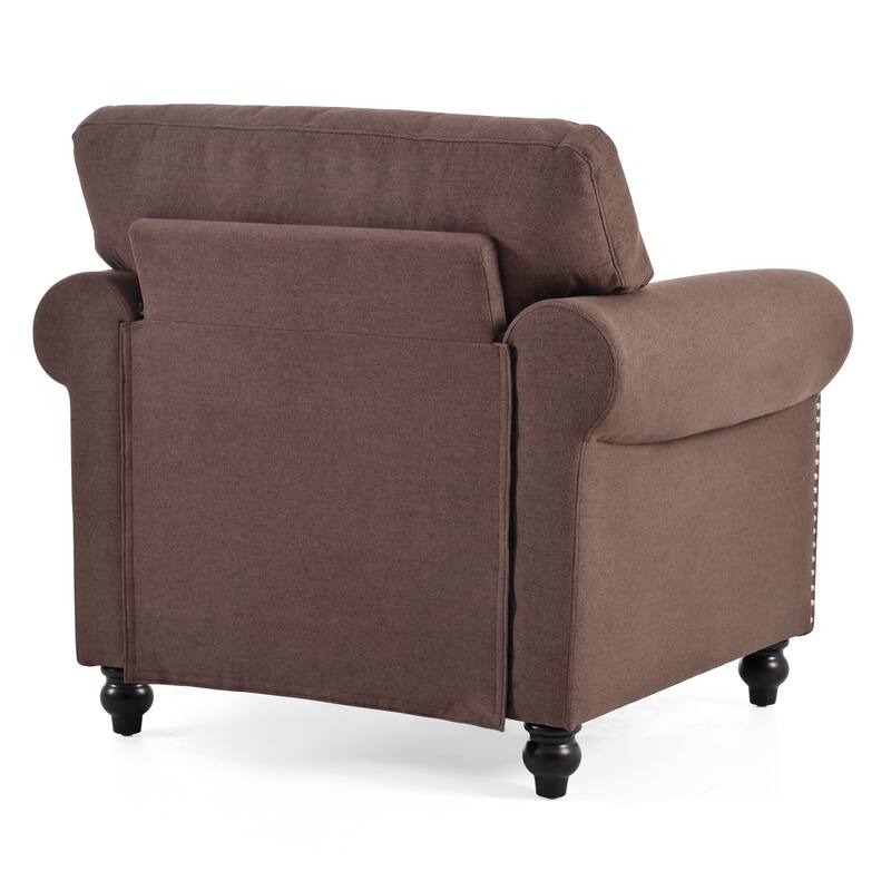 Brown 37.4" Accent Chair with Nailheads