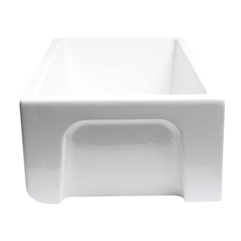 ALFI brand AB3318HS-W Modern 33" x 18" Reversible Fluted / Smooth Single Bowl Rectangular Fireclay Farm Sink - White