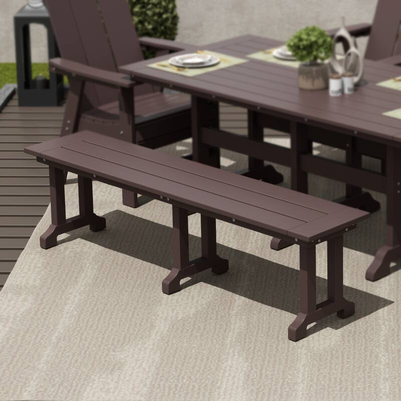 Laguna Hdpe All Weather Outdoor Patio 65" Bench - Dark Brown