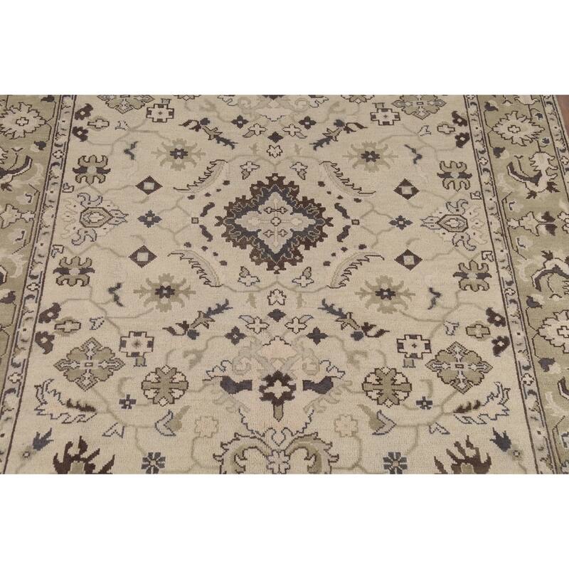 Earth Tone Oushak Area Rug Hand-Knotted Oriental Wool Carpet - 8'1" x 10'0"