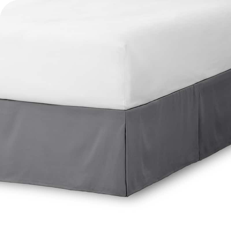 Bare Home Pleated Bed Skirt - 15-Inch Tailored Drop Easy Fit - Full XL - Grey