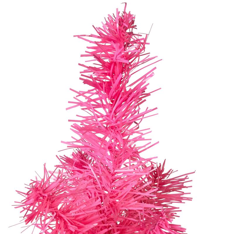 Artificial Tinsel Christmas Tree - 3' - Pink - Unlit - 3 Foot